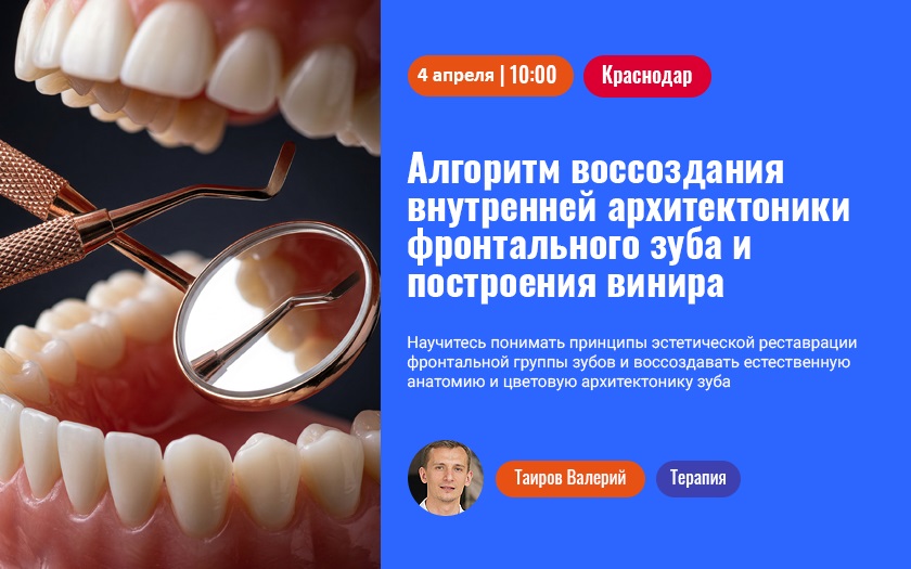 Алгоритм воссоздания внутренней архитектоники фронтального зуба и построения винира